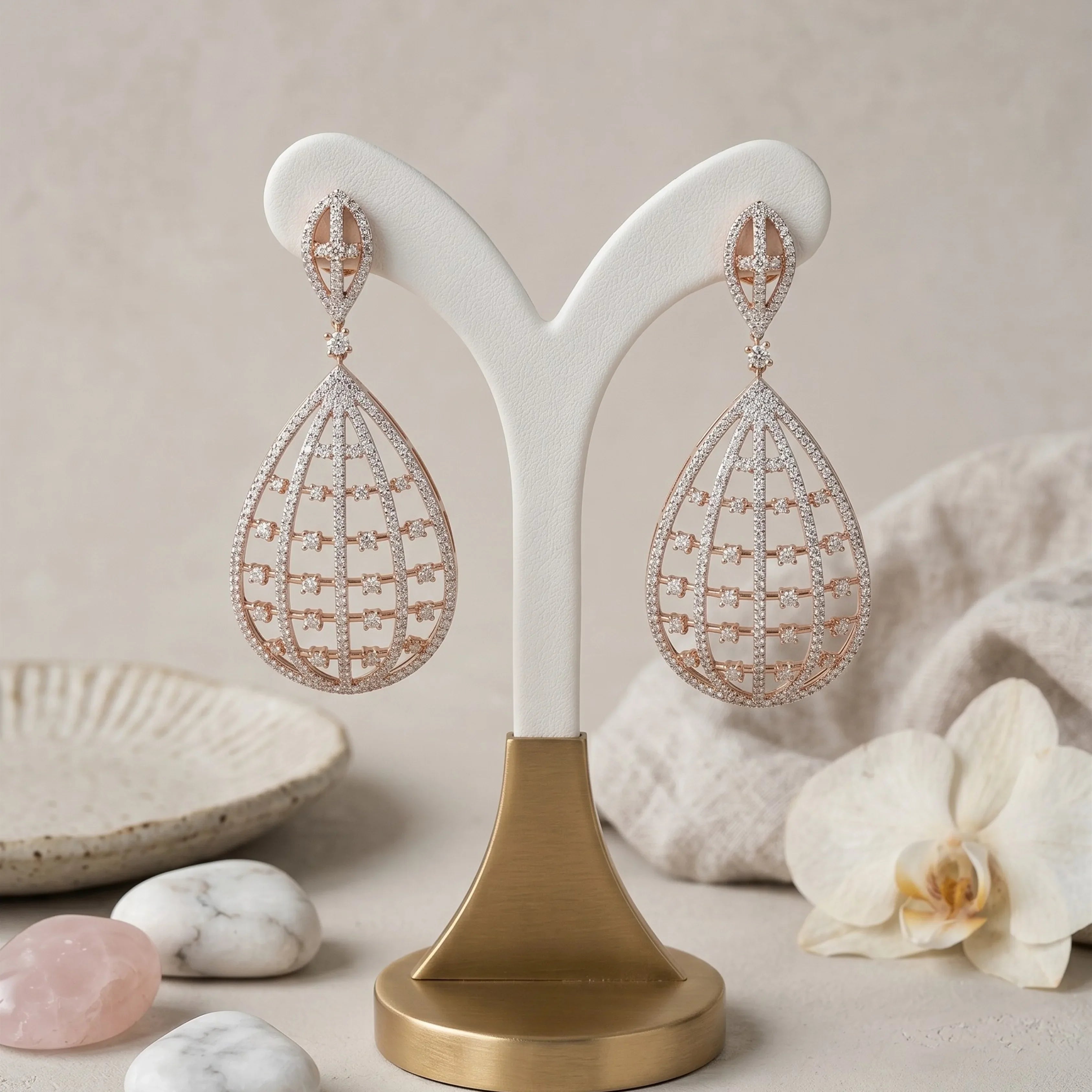 Celeste Basket Rose Earrings